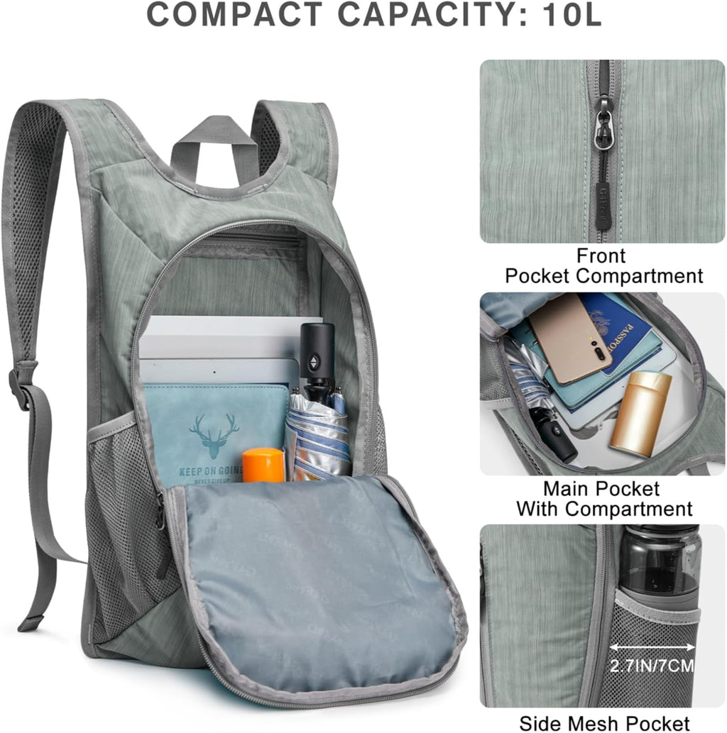 G4Free 10L Hiking Backpack Small Travel Hiking Daypack Lightweight Packable Backpack Casual Foldable Shoulder Bag