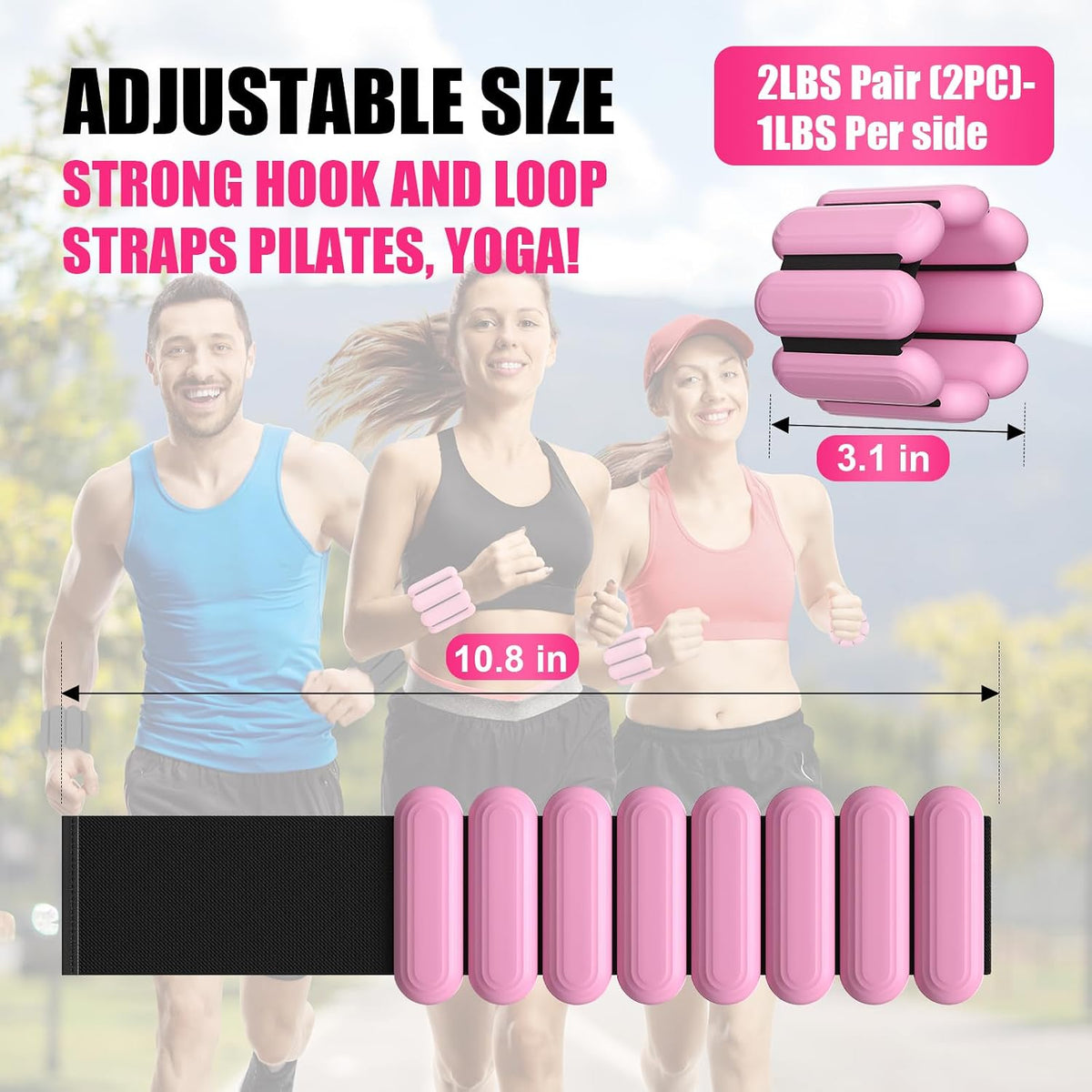 Wrist & Ankle Weights for Women, Wearable Strong Arm & Leg Weights Set of 2(1Lbs Each), Adjustable Ankle Weights for Walking, Yoga, Dance, Barre,Gym,Exercise,Pilates,Walking Running