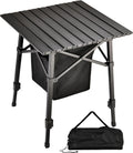Aluminum Folding Camping Side Table with Carry Bag and Storage,Black