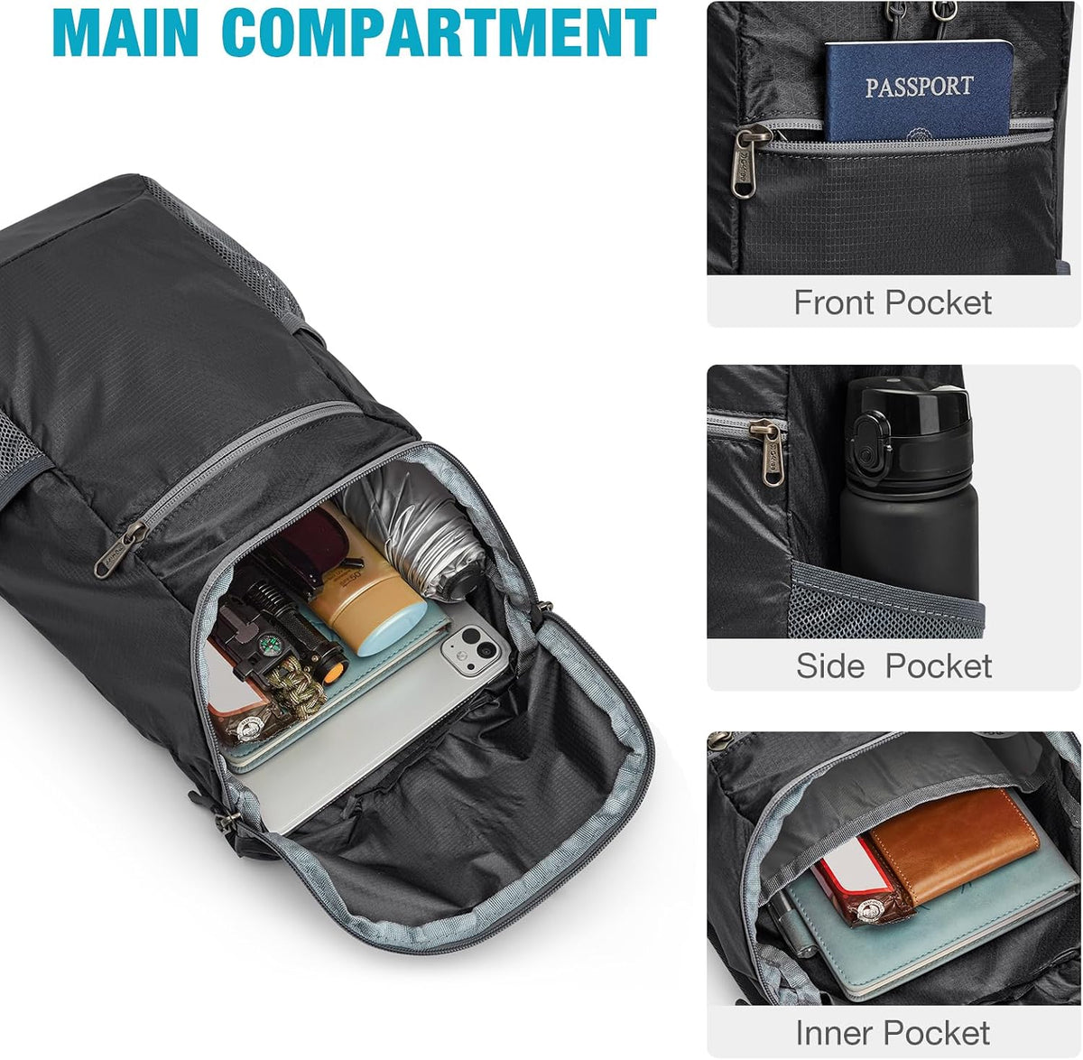 G4Free 10L Lightweight Packable Hiking Backpack, Nylon Daypack Daily Travel