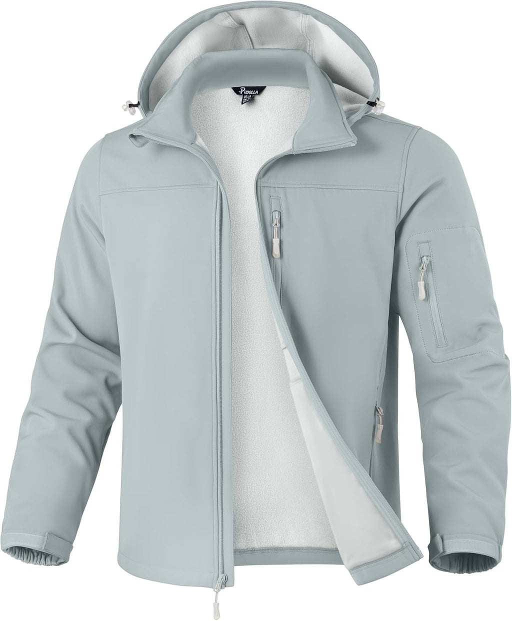 Pudolla Men's Softshell Jacket Hooded Fleece Lined Coats for Outdoor Work