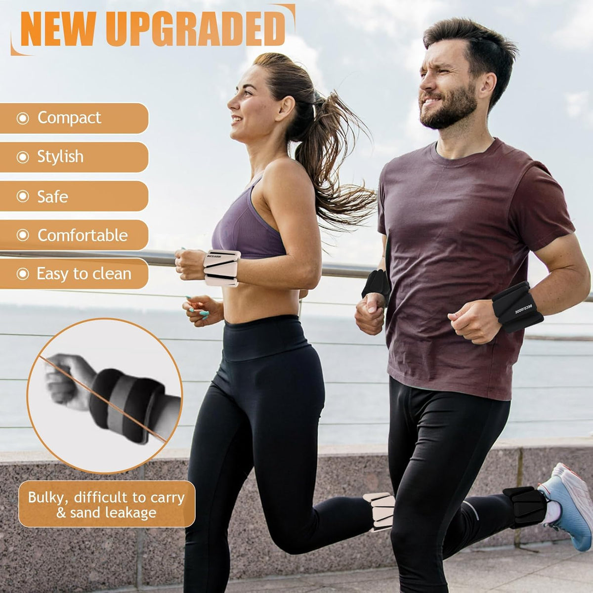 BECOJADDE Ankle Weights Set of 2 (1 lb/2 lb/3 lb Each) Adjustable Wrist Weights for Women Men Wearable Arm Leg Weight for Pilates, Running, Walking, Workout, Yoga