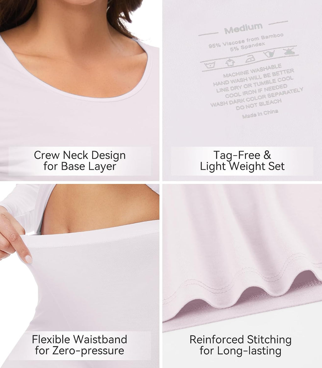WiWi Soft Underwear for Women Thermal Long Johns Sets Super Warm Base Layer Top Pants Pajamas Set Viscose from Bamboo S-3X