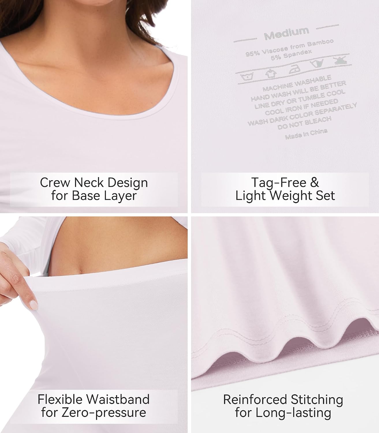 WiWi Soft Underwear for Women Thermal Long Johns Sets Super Warm Base Layer Top Pants Pajamas Set Viscose from Bamboo S-3X