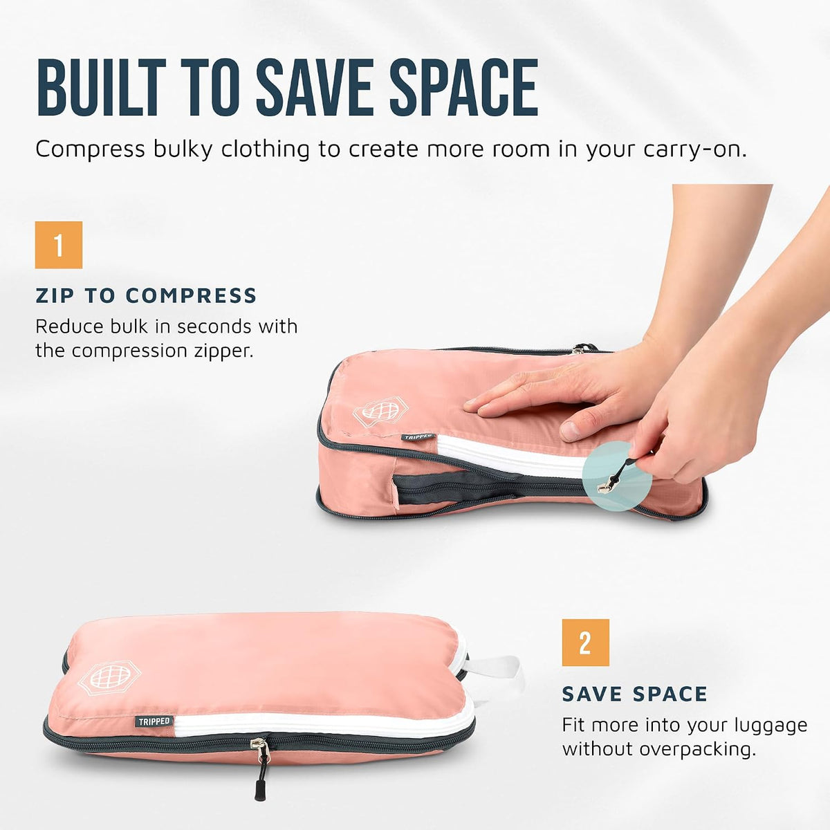 TRIPPED Travel Gear Compression Packing Cubes for Carry-On Travel 6-Pack