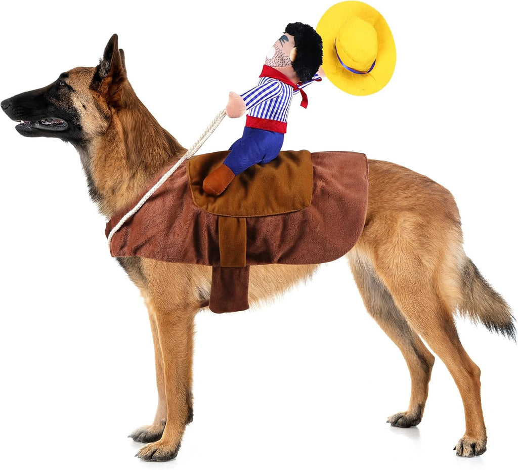 GOYOSWA Dog Cowboy Costume, Dog Halloween Costumes Cowboy Rider Dog Costume Funny Dog Costume for Small Medium Large X-Large Dogs (XX-Large)