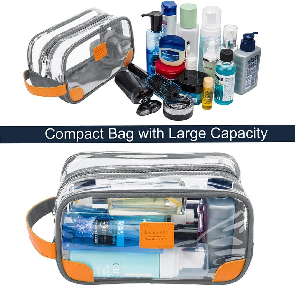 Lermende Toiletry Bag, Clear Shaving Dopp Kit for Men Travel Toiletry Bag Unisex Bathroom Toiletries Organiser Travel Gift for Christmas (Light Grey)