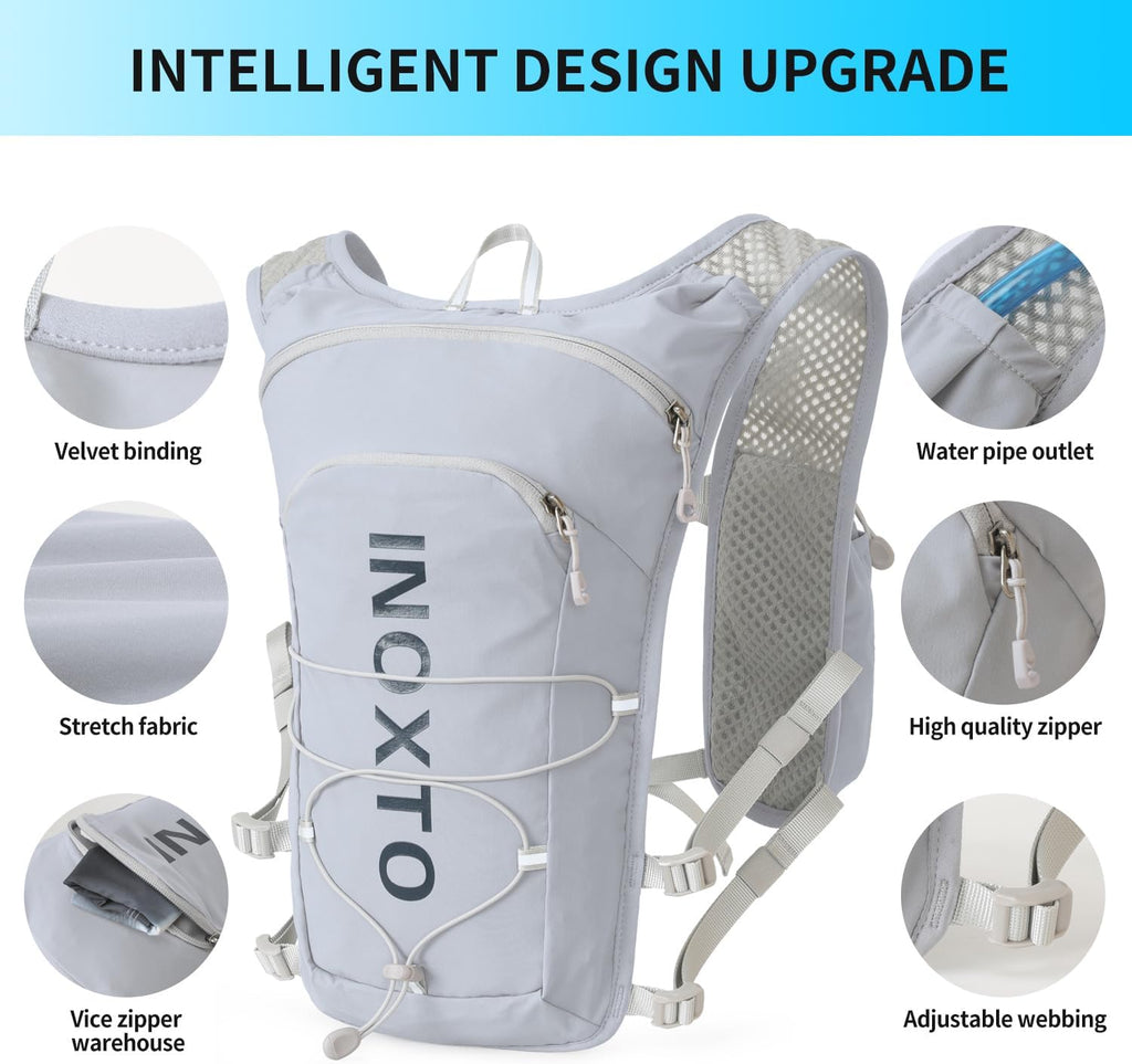INOXTO Running Hydration Vest Backpack,Lightweight Insulated Pack with 1.5L Water Bladder Bag Daypack for Trail Hiking Running Cycling Race Marathon for Women Men