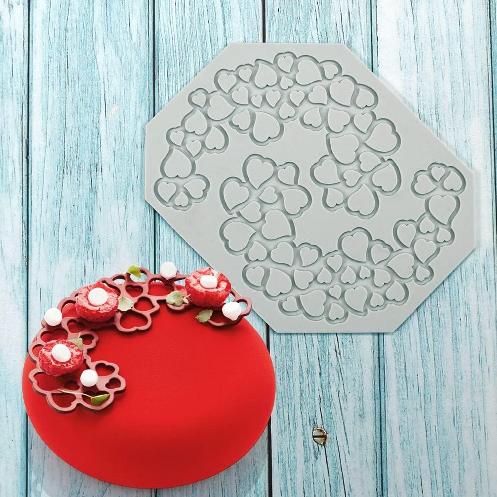 Hollow Leaf Silicone Molds Lover Heart Chocolate Molds Geometry 3D Silicone Mould Chocolate Candy Leaf Mold Sugar Craft Cake Decoration Cupcake Top (I_Heart_7.08 * 5.6 * 0.12inch)