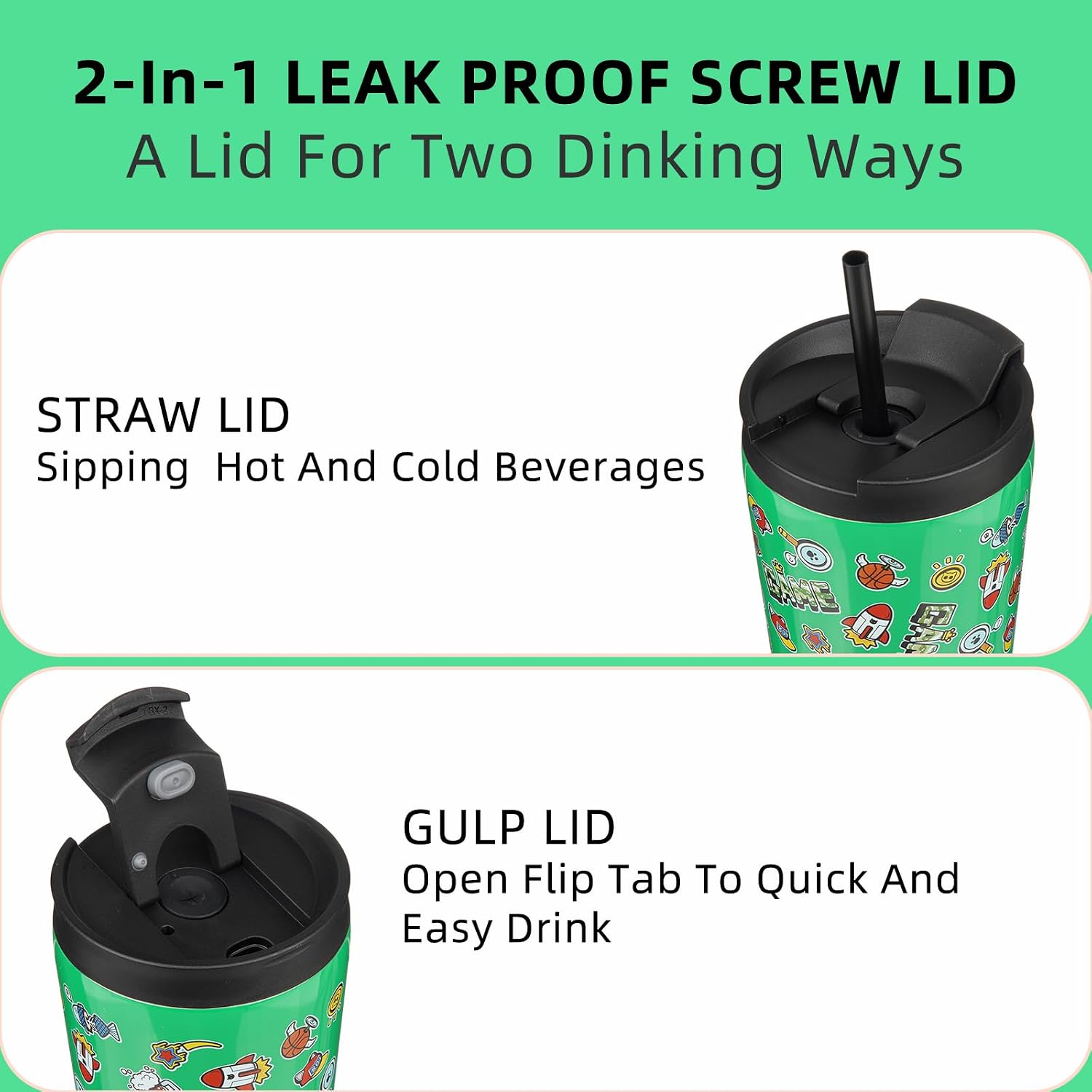 BJPKPK 34oz Coffee Tumbler with Straw, Insulated Stainless Steel Cup