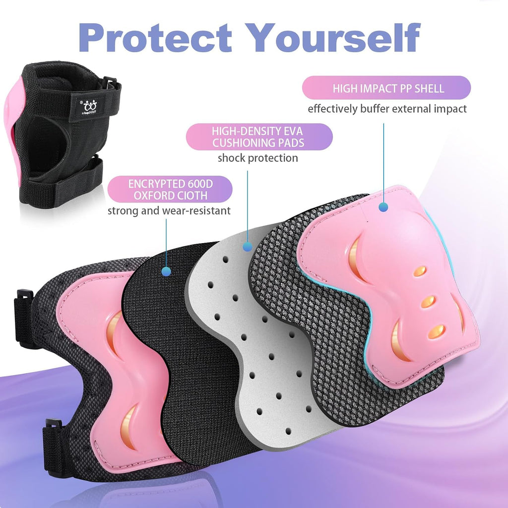Kids Youth Adult Protective Gear Set Adjustable Knee Elbow Wrist Guards
