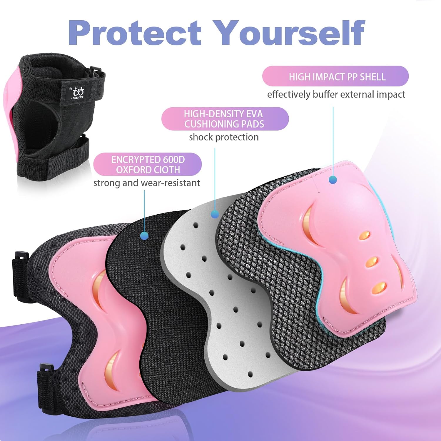 Kids Youth Adult Protective Gear Set Adjustable Knee Elbow Wrist Guards