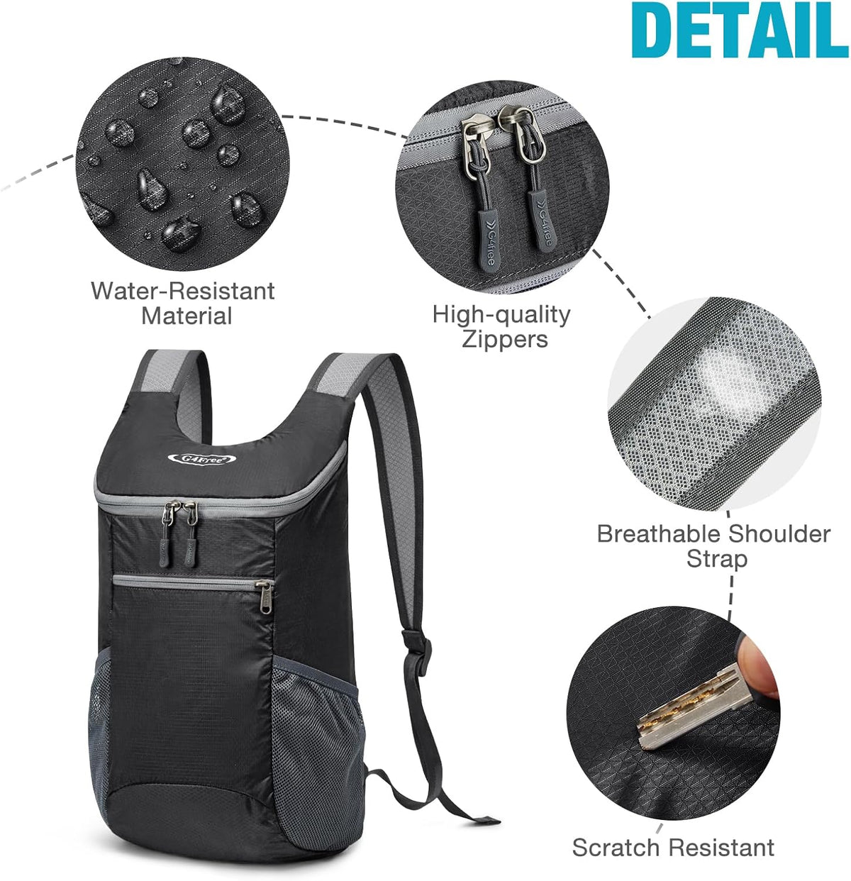 G4Free 10L Lightweight Packable Hiking Backpack, Nylon Daypack Daily Travel