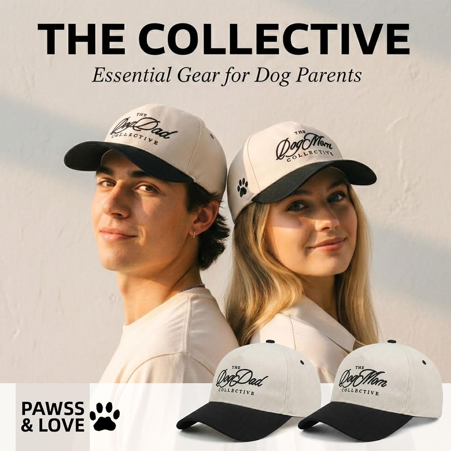 Dog Mom Dog Dad Collective Hats,Vintage Embroidered TruckerCap,Adjustable Pet Lover Baseball Hat Gift for Men Women