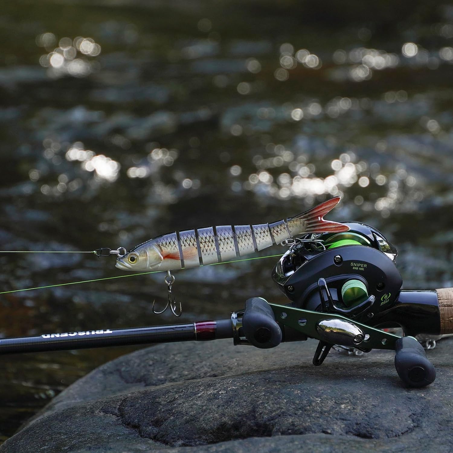 TRUSCEND Swimmax Easy Catch Fishing Lures with BKK Hooks, Wiggling, Vibrating, Rattling and Gurgling for More Bite, Heavy-Duty Dyneema Fiber Jointed Swimbaits for Bass, Trout, Walleye, Crappie, Pike