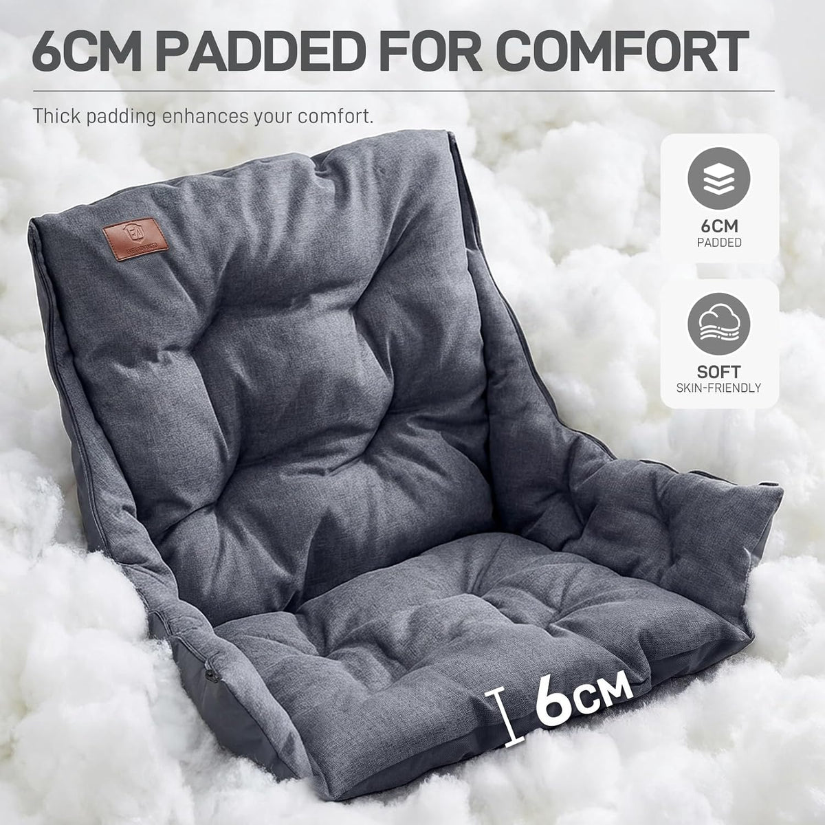 EVER ADVANCED XL Camping Chair with Detachable Cushion Supports 400LBS Grey