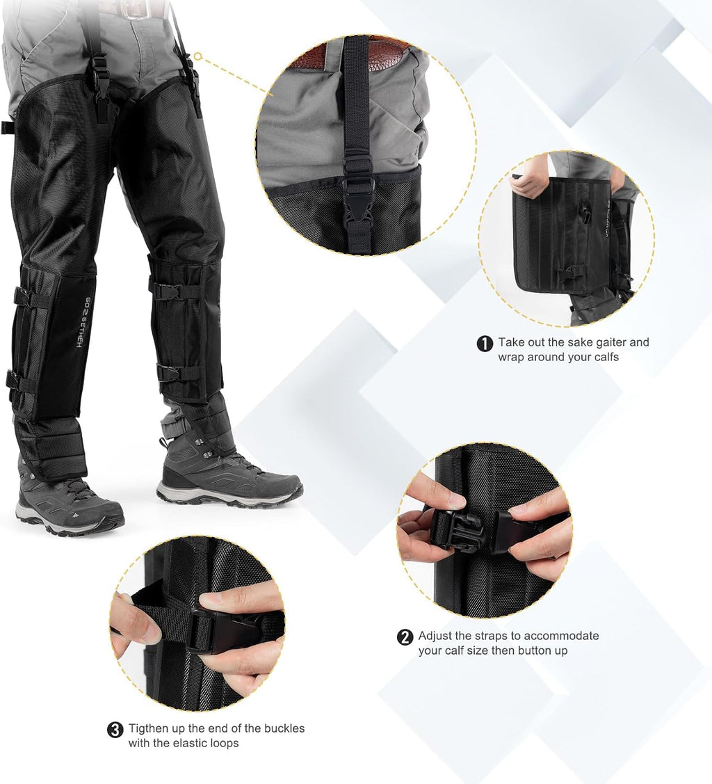 G2 GO2GETHER Snake Gaiter, Durable Snake Guard Gaiters for Hunting, Waterproof Snake Legging Chap for Men and Women,Snake Bite Protection Gaiter for Whole Leg with Adjustable Size