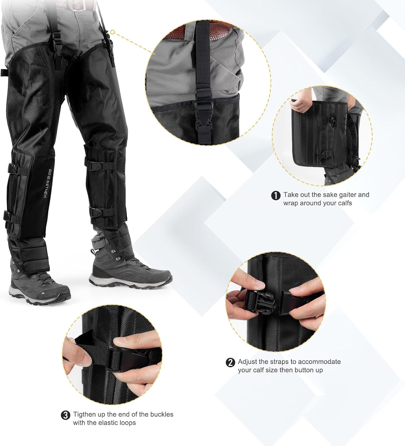 G2 GO2GETHER Snake Gaiter, Durable Snake Guard Gaiters for Hunting, Waterproof Snake Legging Chap for Men and Women,Snake Bite Protection Gaiter for Whole Leg with Adjustable Size