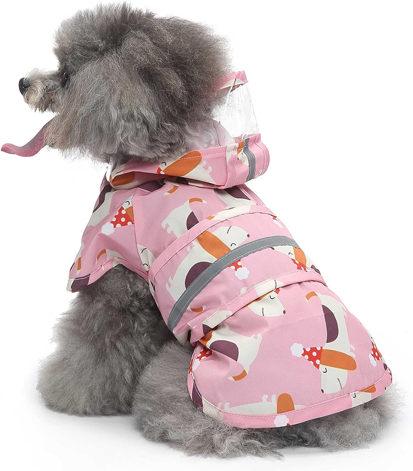 Dog Raincoat Hooded Reflective Waterproof Slicker Poncho