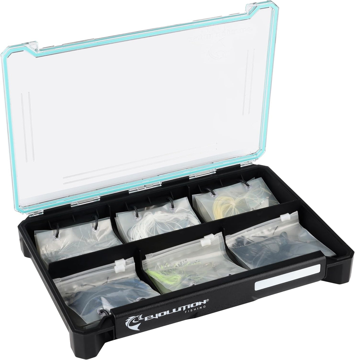 Evolution Fishing BallistiX Blade Runner Tackle Tray - Waterproof, Spinnerbait & Buzzbait Storage, 24 Rust-Resistant Baggies, 6 Sections, Fits 3700 Tackle Box, QuikLatch