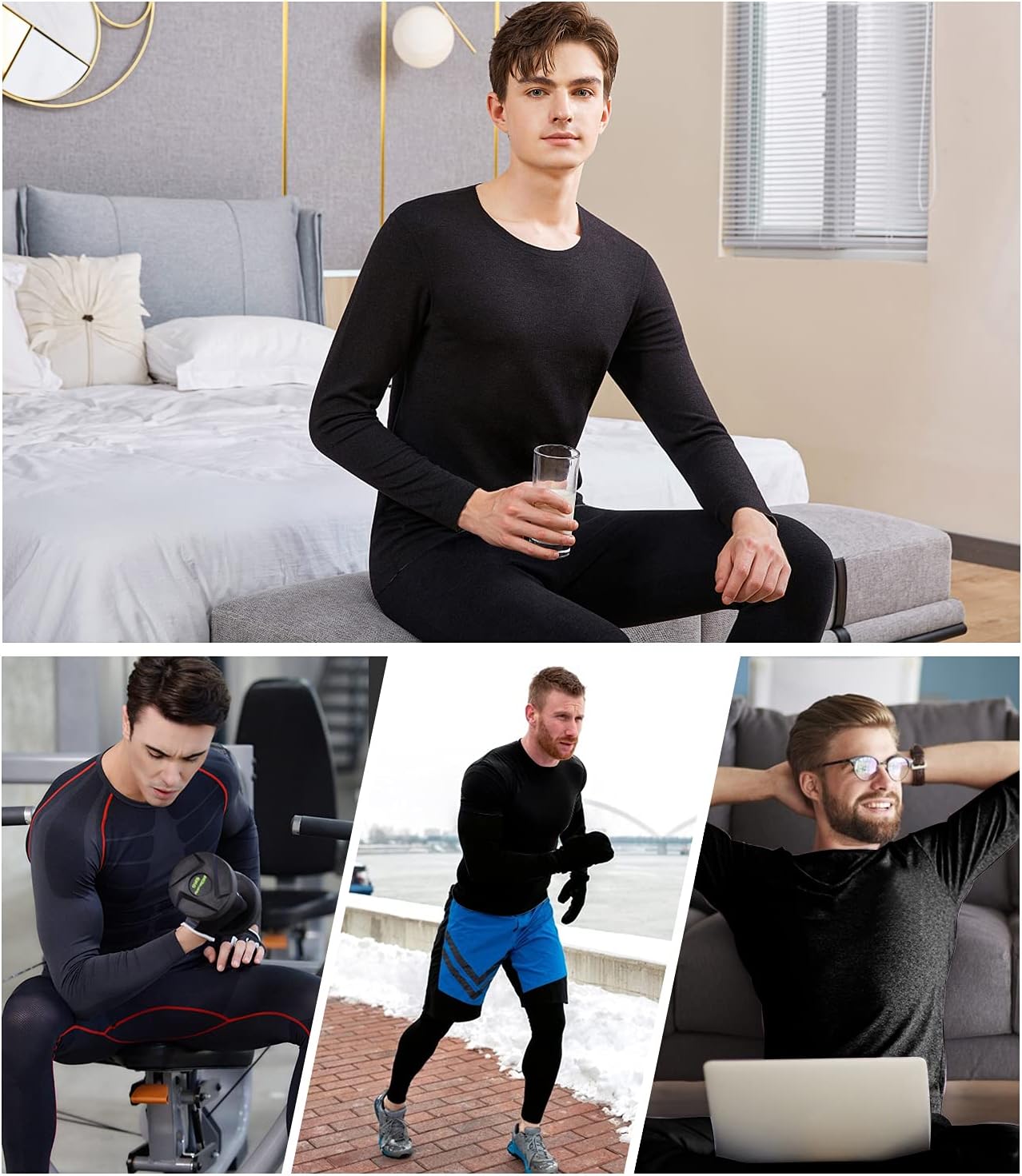 Thermal Underwear for Men Long Johns Set Fleece Lined Winter Cold Weather