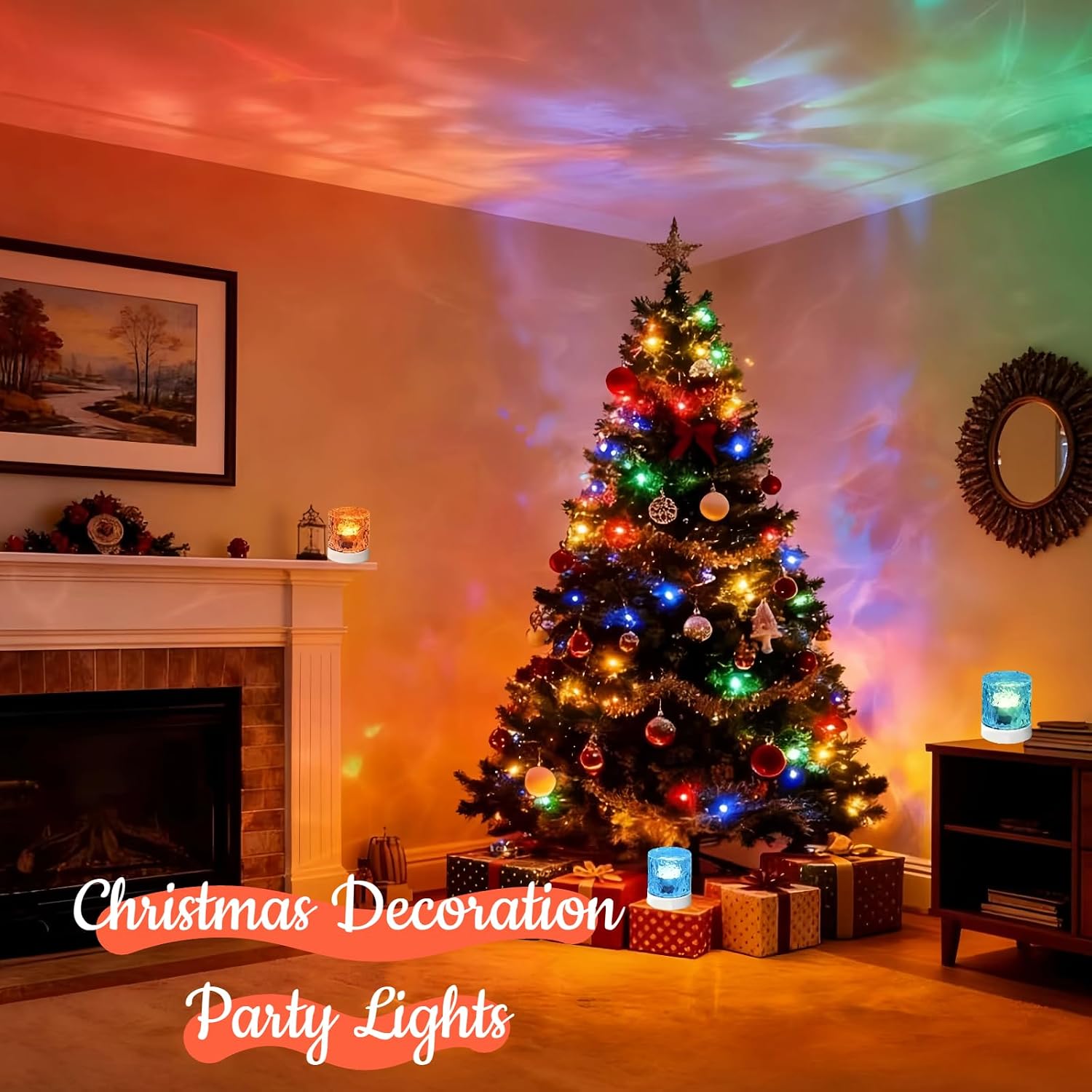 Cordless Northern Aurora Borealis Light Projector for Bedroom-Water Ripple Ocean Wave Projector Light-Shower Lamp-Teen Girl Gifts Trendy Stuff-Shower Mood Light-Bathroom Night Light-Ambient Lighting