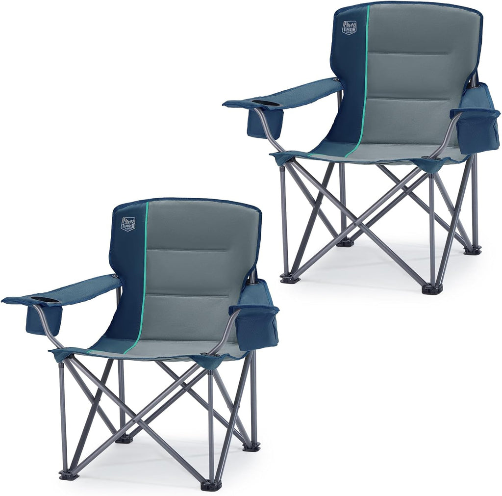 TIMBER RIDGE 2 Pack Oversized Folding Camping Chair for Adults