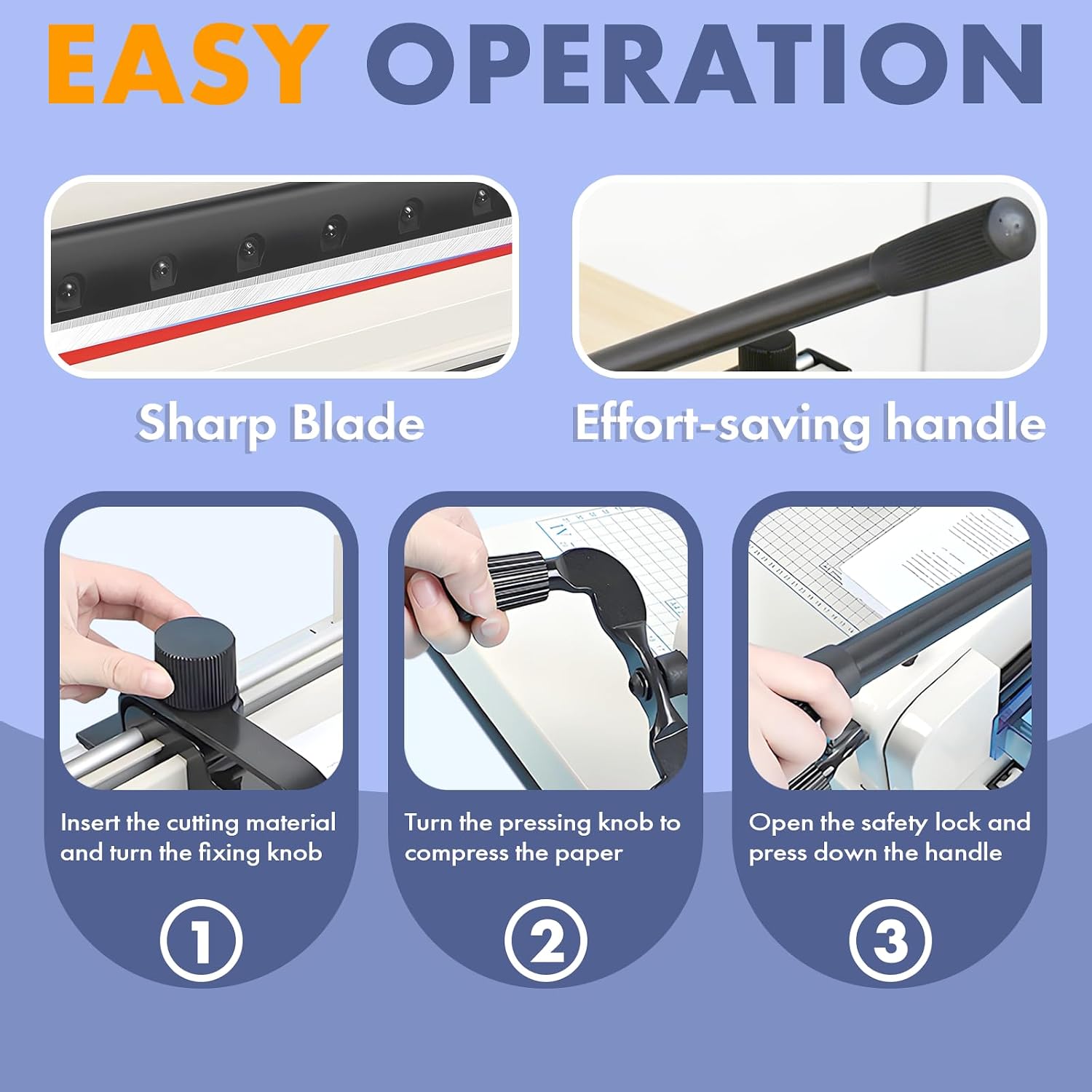 Heavy Duty Paper Cutter 12", Guillotine A4 Paper Cutter, 500 Sheets Capacity Paper Trimmer, Double Safety Protection Durable HSS Blade for Cutting Paper