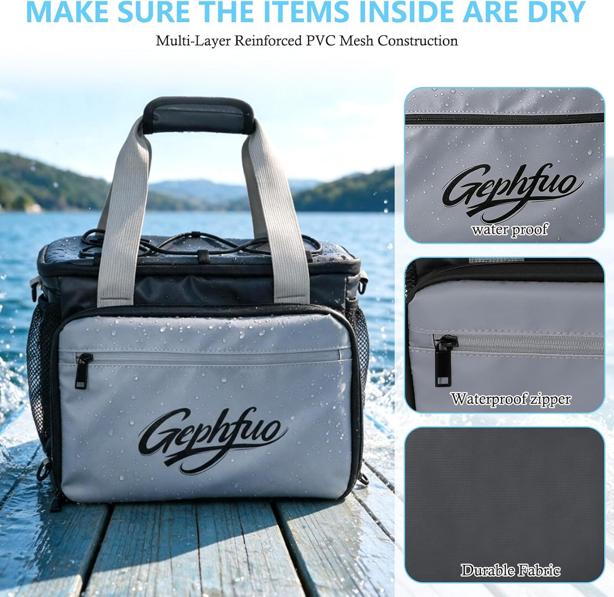 Modoker Waterproof Paddleboard Deck Bag, Paddle Board Accessories Storage Organizer for Dog Travel with Adjustable Dividers & Mesh Pockets