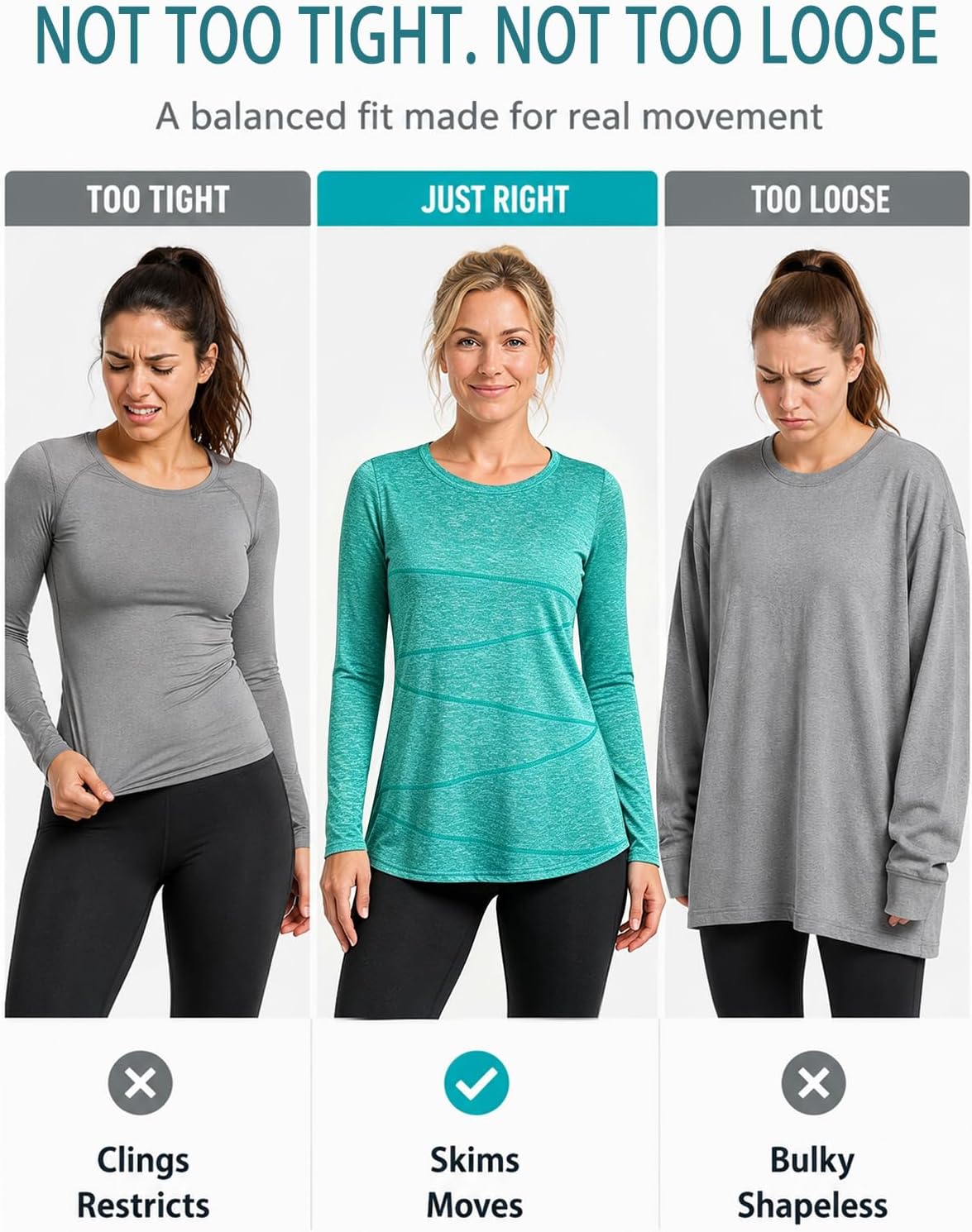 Kimmery Workout Tops for Women Long Sleeve Shirts for Women Quick Dry Line Decor Yoga Tops Sizes S-3XL