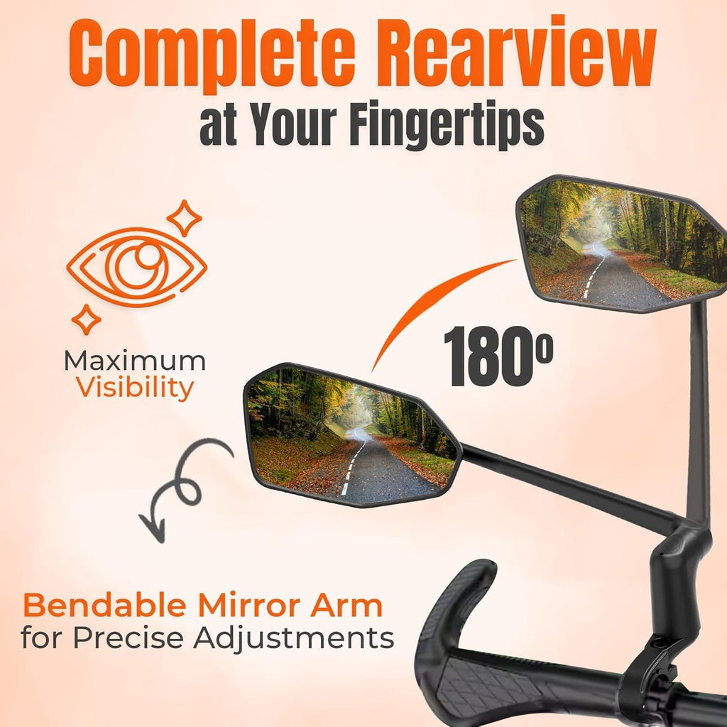 Xnito Handlebar Bike Mirror 1-Pcs, Large HD Field Of Vision, Aluminum Alloy Bike Mirror Handlebar Mount, Adjustable and Rotatable, Anti-shake Bicycle Rear View Mirror, Ebike accessories (Right)