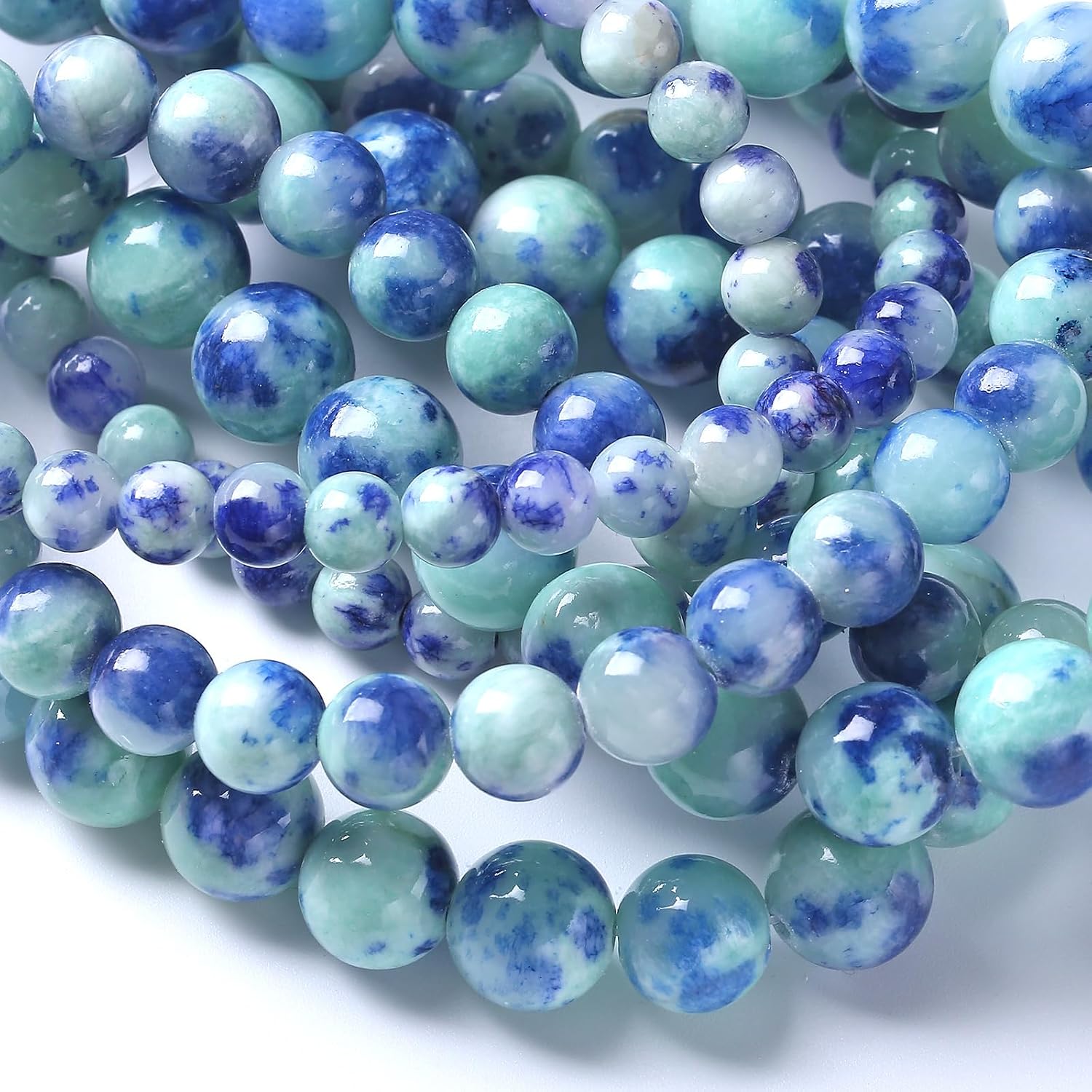 12MM 32PCS Peacock Blue Persian Jade Spacer Loose Beads for Jewelry Making DIY Bracelet Necklace