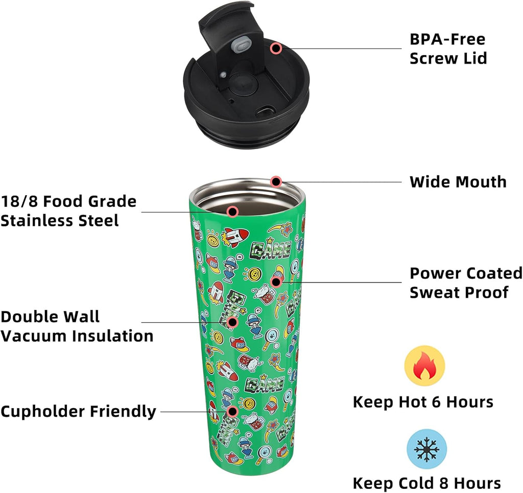 BJPKPK 34oz Coffee Tumbler with Straw, Insulated Stainless Steel Cup