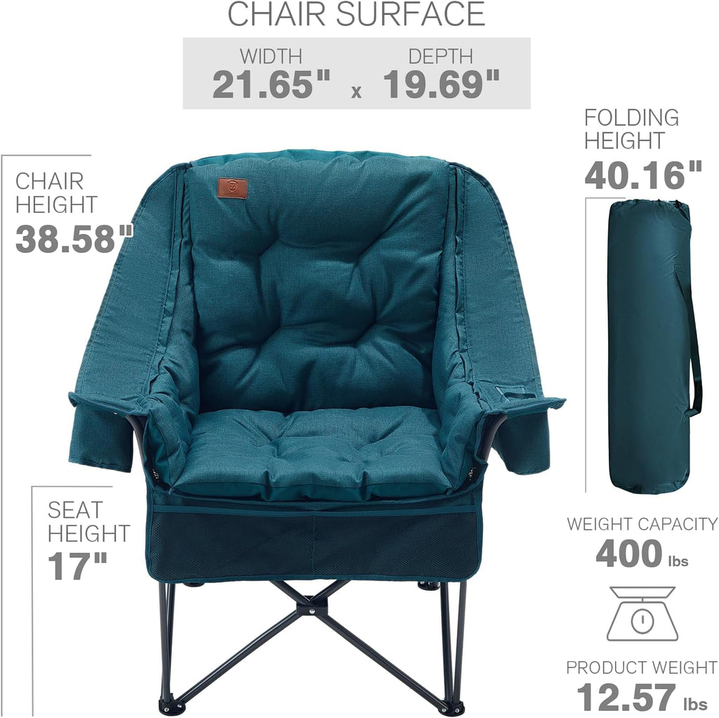 EVER ADVANCED XL Camping Chair with Detachable Cushion Support Green