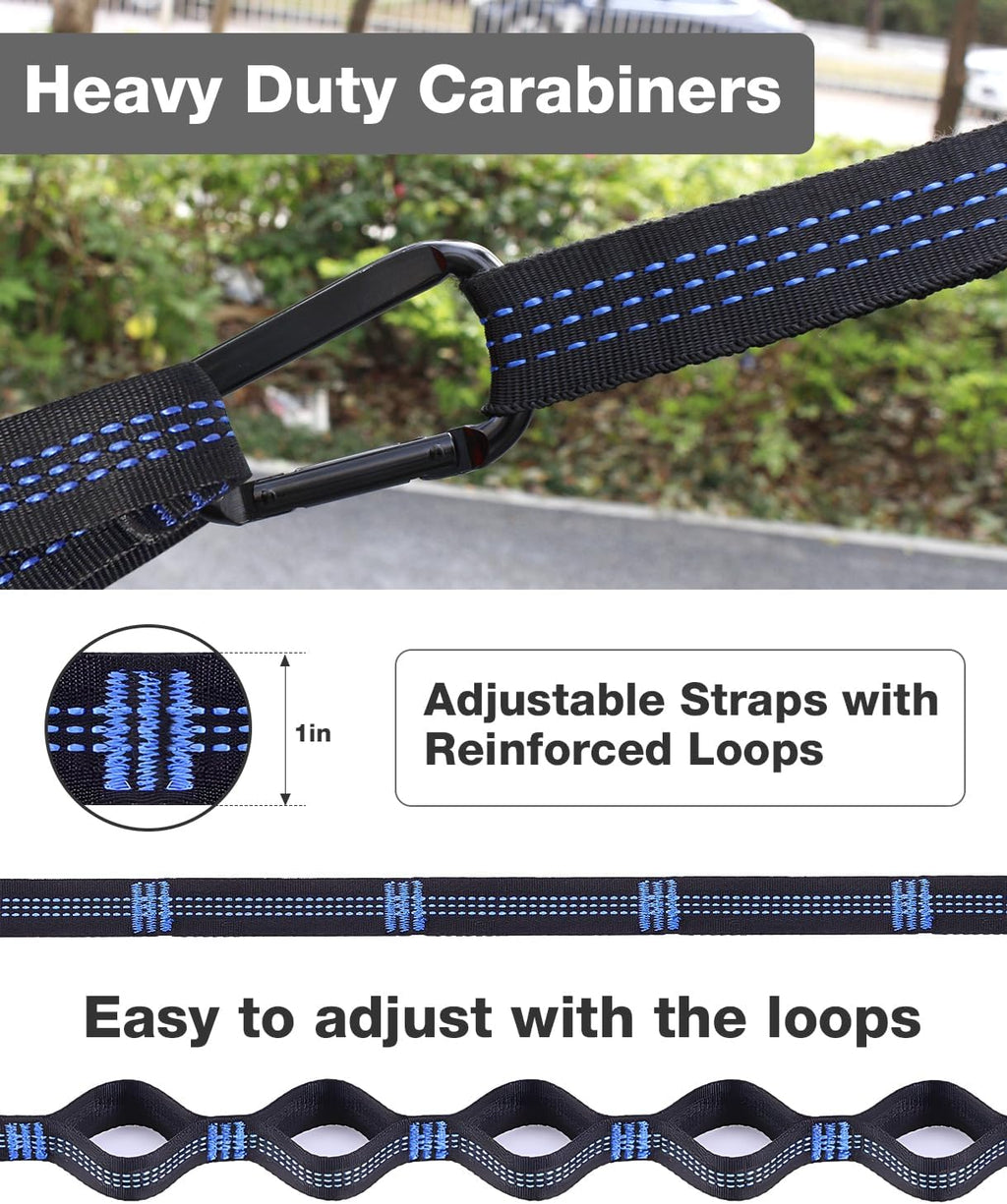 MOSFiATA Camping Hammock, Heavy Duty up to 700lbs with 2 Tree Straps and Attached Carry Bag Portable Hammock for Backpacking Hiking Durable Outdoors（Black Grey）