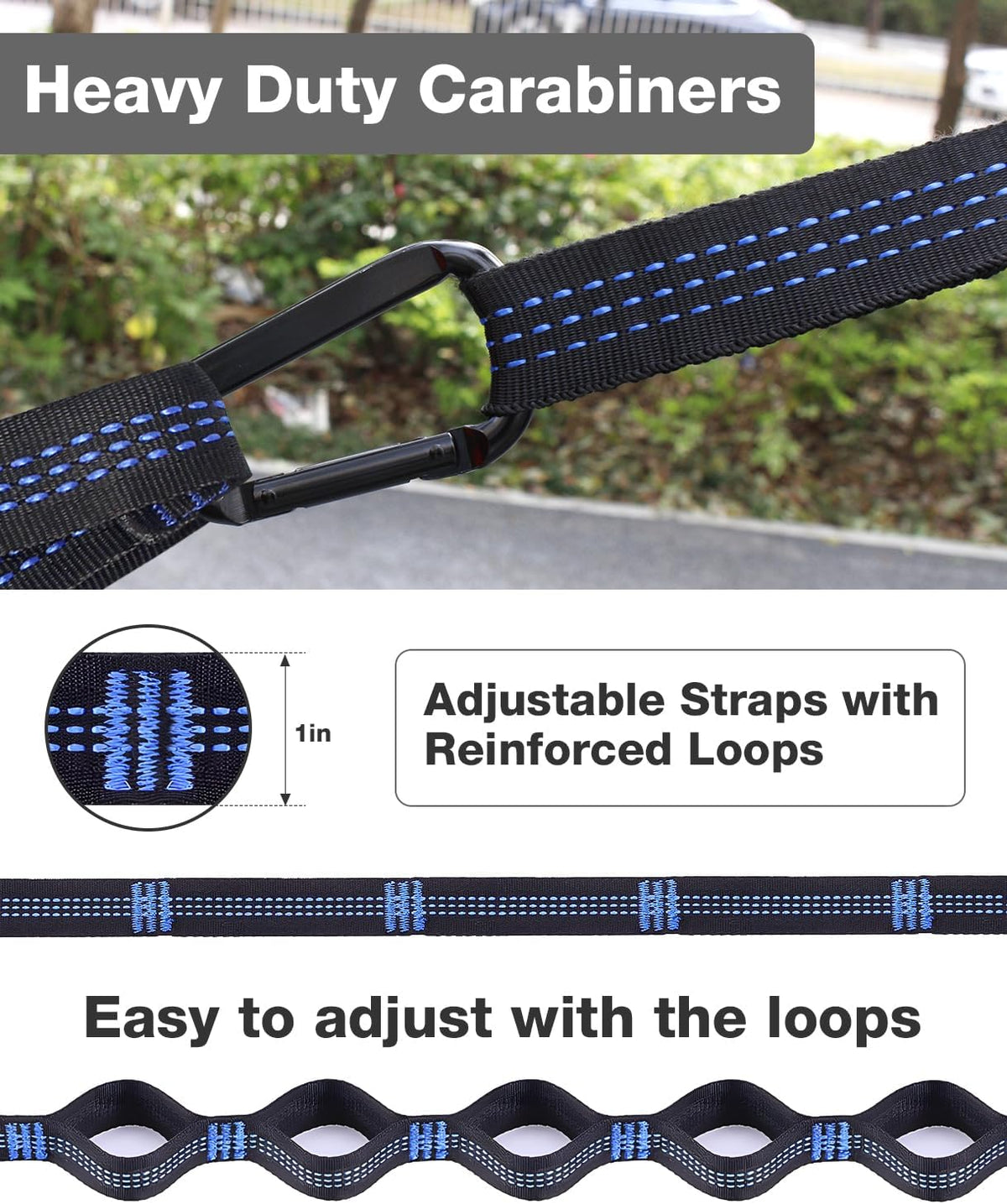 MOSFiATA Camping Hammock, Heavy Duty up to 700lbs with 2 Tree Straps and Attached Carry Bag Portable Hammock for Backpacking Hiking Durable Outdoors（Black Grey）