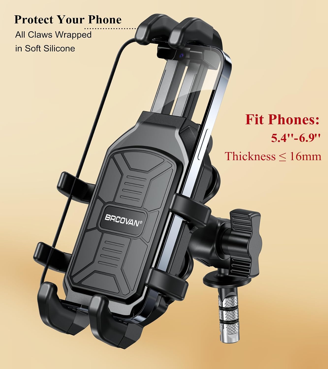 BRCOVAN Motorcycle Fork Stem Phone Mount with Vibration Dampener