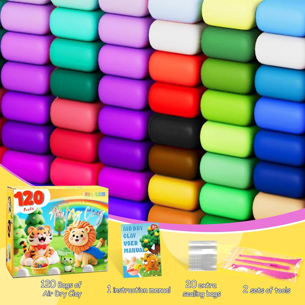 MuseLuxe 120 Colors Air Dry Clay Kit with Sculpting Tools
