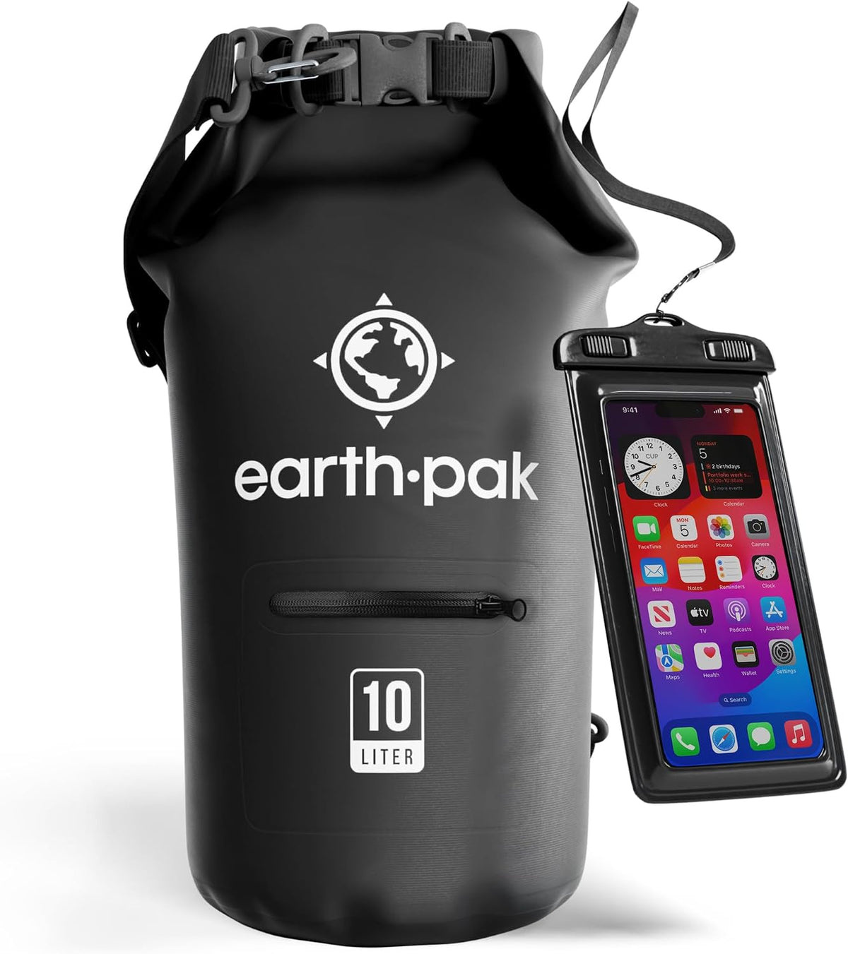 Earth Pak Waterproof Dry Bag with Zippered Pocket - Waterproof Dry Bag Backpack Keeps Gear Dry