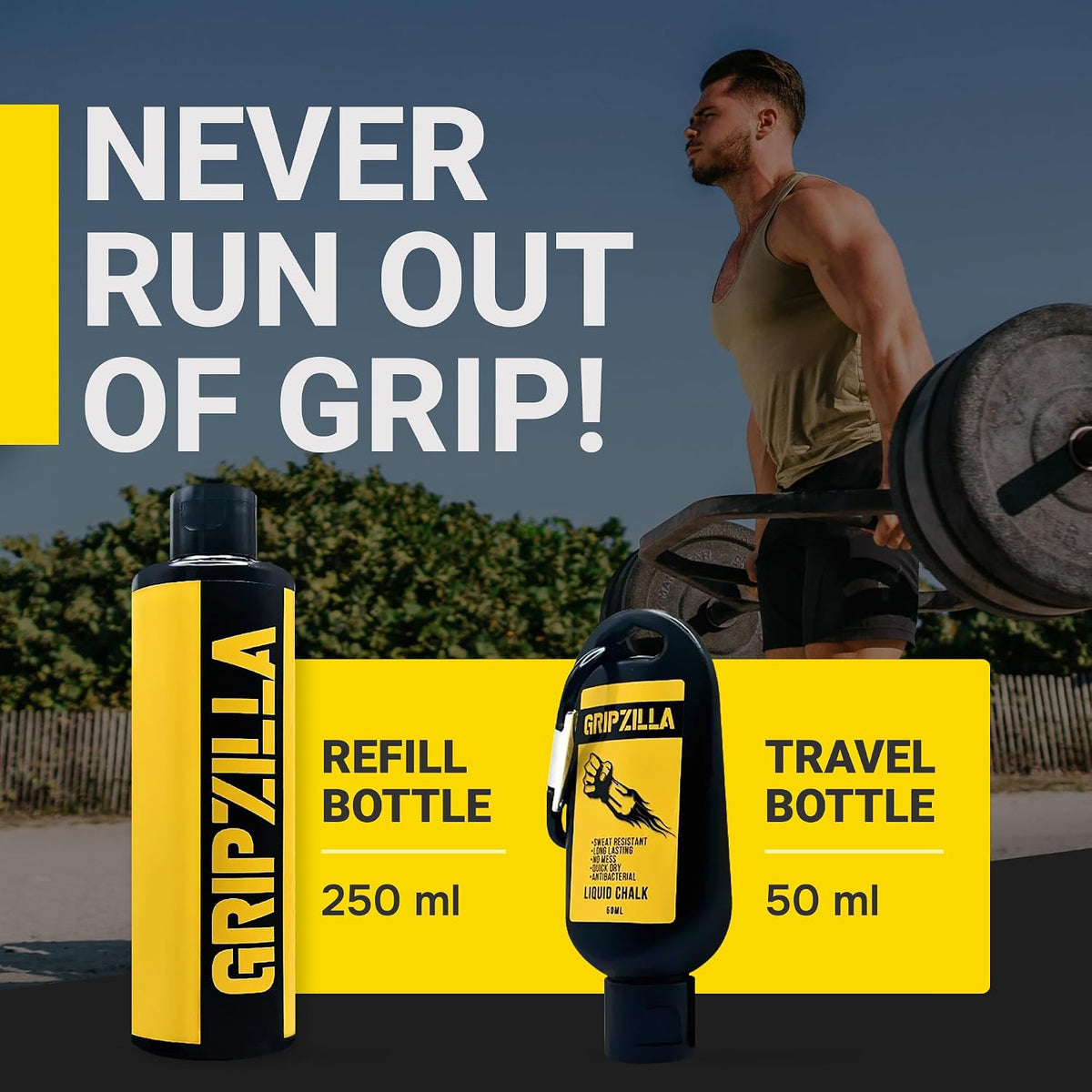 GRIPZILLA Liquid Chalk Kit Gym Chalk for Weight Lifting, Rock Climbing, Pole Grip, Bouldering, Powerlifting, Ball, Gymnastics, Sports, and Workout - Package May Vary