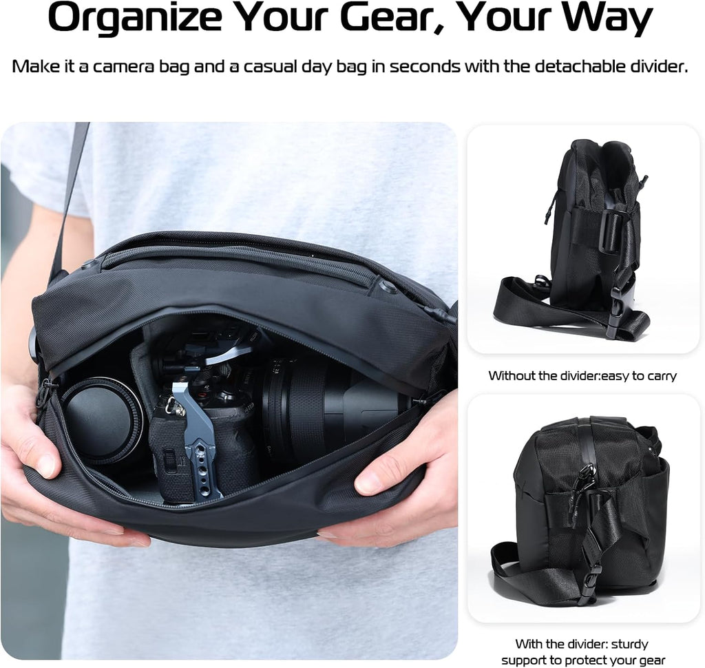 ULANZI 10L Camera Sling Bag, Water-Resistant Camera Case with Tripod Holder