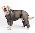 Olsa Dog Raincoat, Dog Hooded Slicker Poncho, 4 Legs Rain Jacket with Reflective Stripe, Transparent Water Proof Resistant Rain Snow Clothes for Small Medium Large (Black, 4XL)