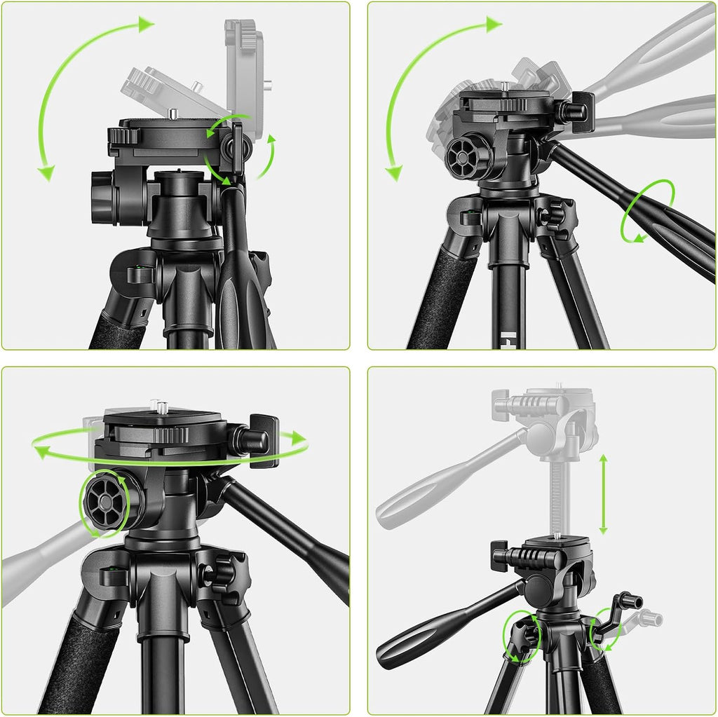 Huepar Professional Laser Level Tripod, 60 Inch Adjustable Laser Level Stand, Suit for Heavy Duty Laser Levels, Point Lasers, Laser Distance Measures; 1/4" & 5/8" Thread Mount, Non-Slip Feet, TPD14B
