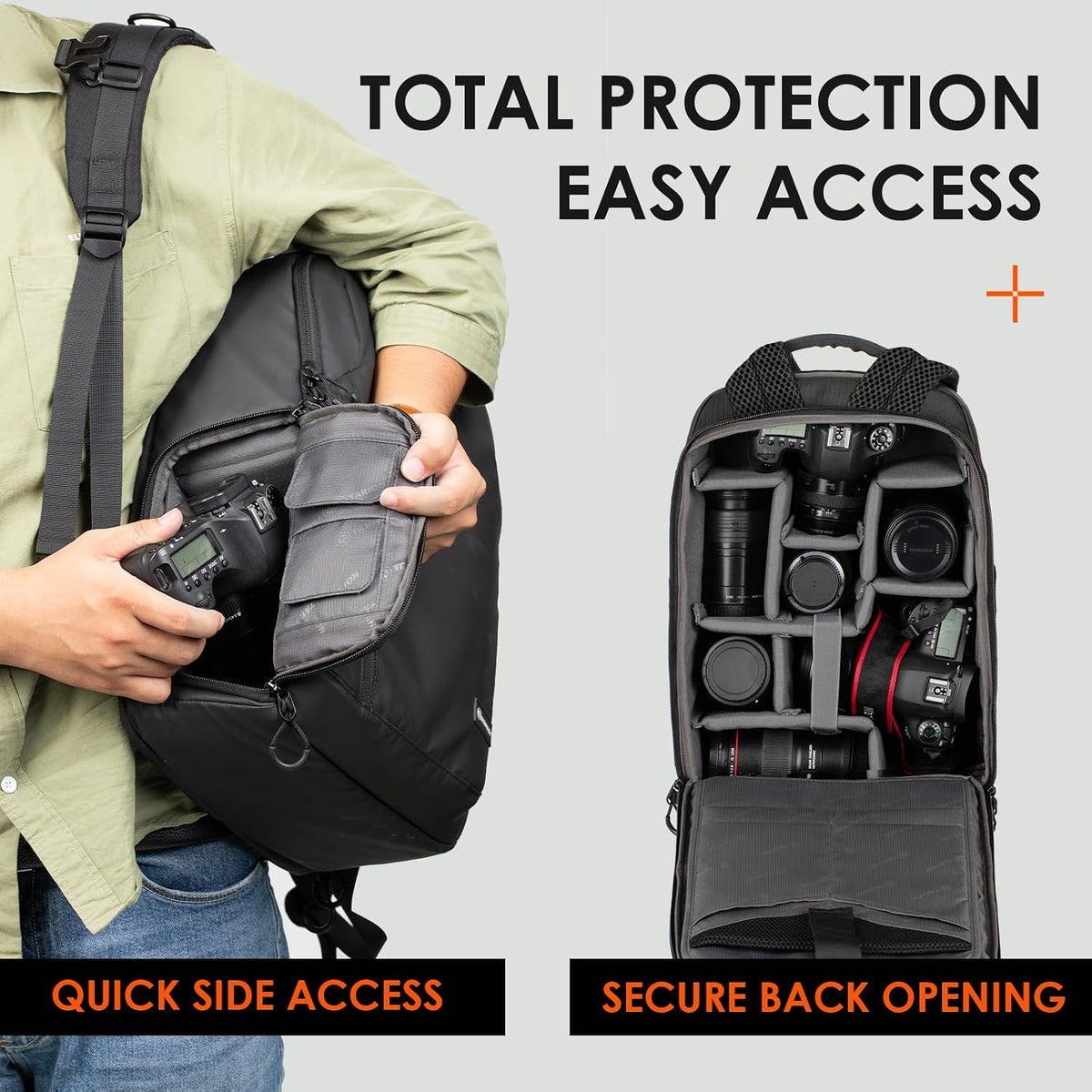 TARION Urban Camera Backpack for Photographers Compact 12.5L Black TRL