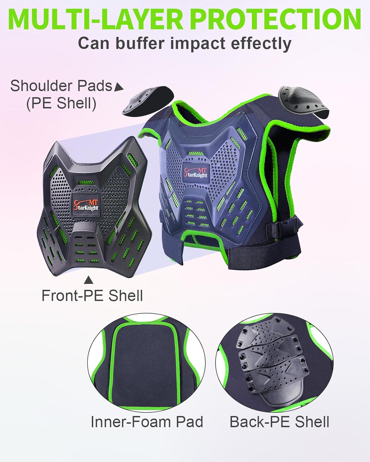 StarknightMT 3-10 Kids Dirt Bike Gear Motocross Chest Protector Adjustable
