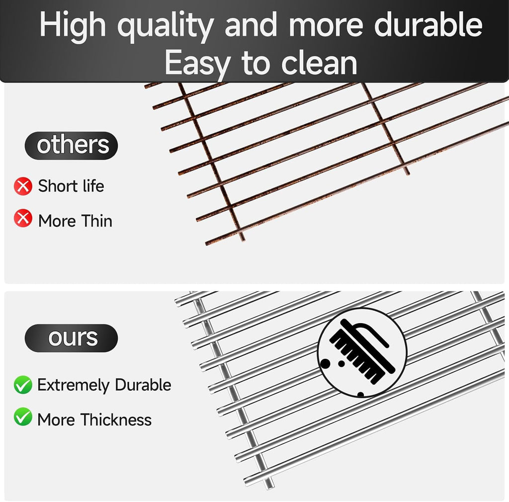 2pcs Stainless Steel Cooking Grates for Weber, 17.5'' x 20.4''