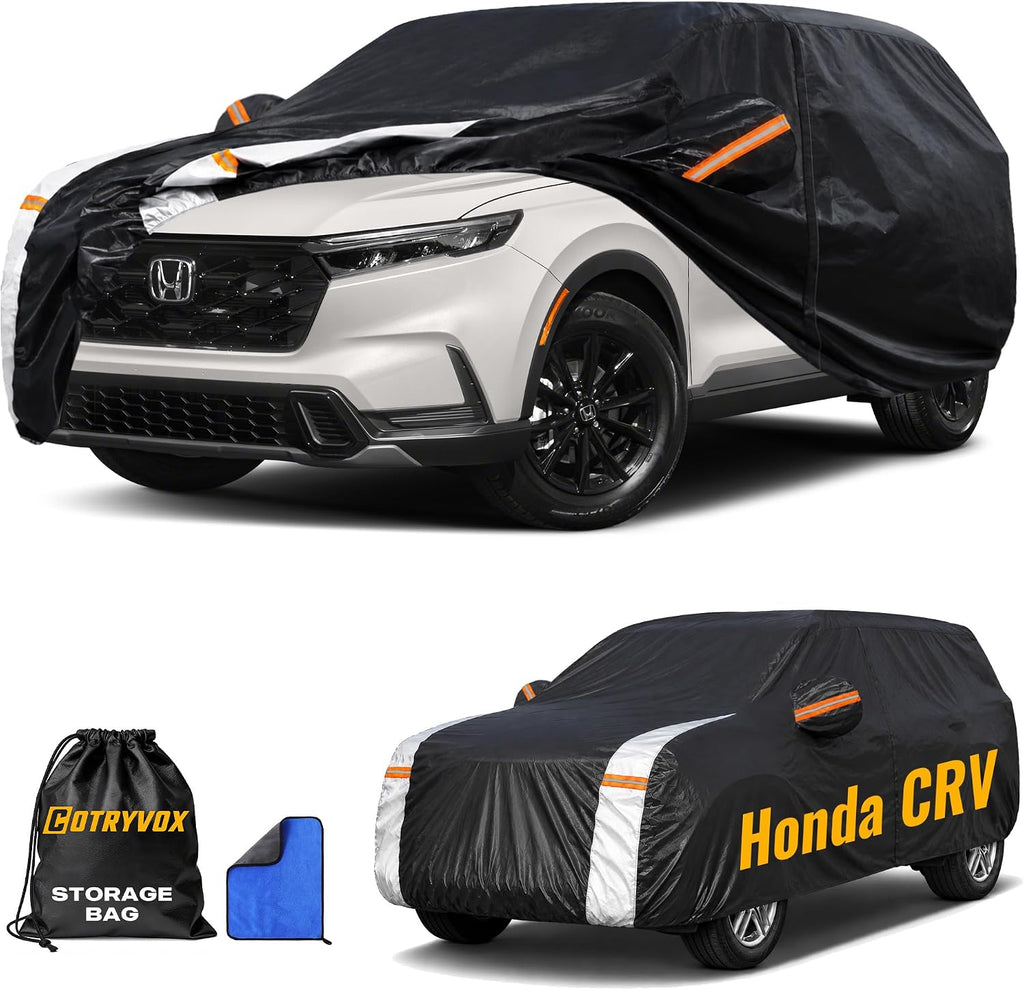 Honda CRV Car Cover 100% Waterproof All Weather, Gift with Towel, 10 Layers Car Cover Custom Fit 1995-2026 Honda CR-V, Outdoor Full Exterior Cover Rain Sun UV Protection with Door Zipper.