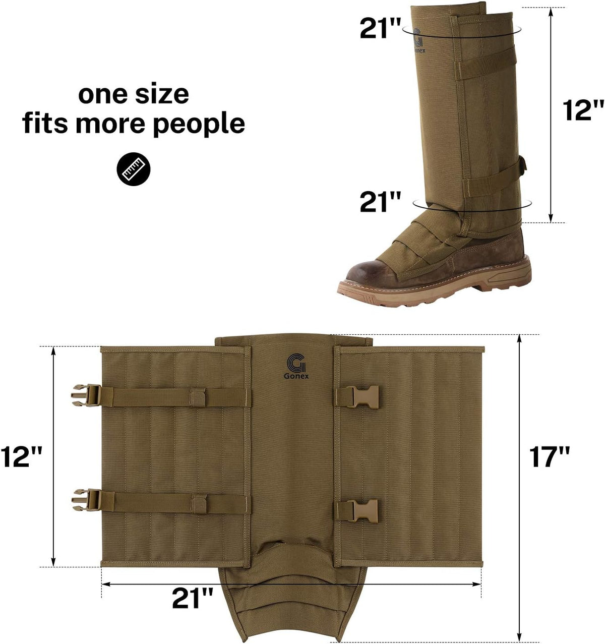 Gonex Snake Gaiters Guards Chaps for Lower Legs, Men Women, Adjustable Size