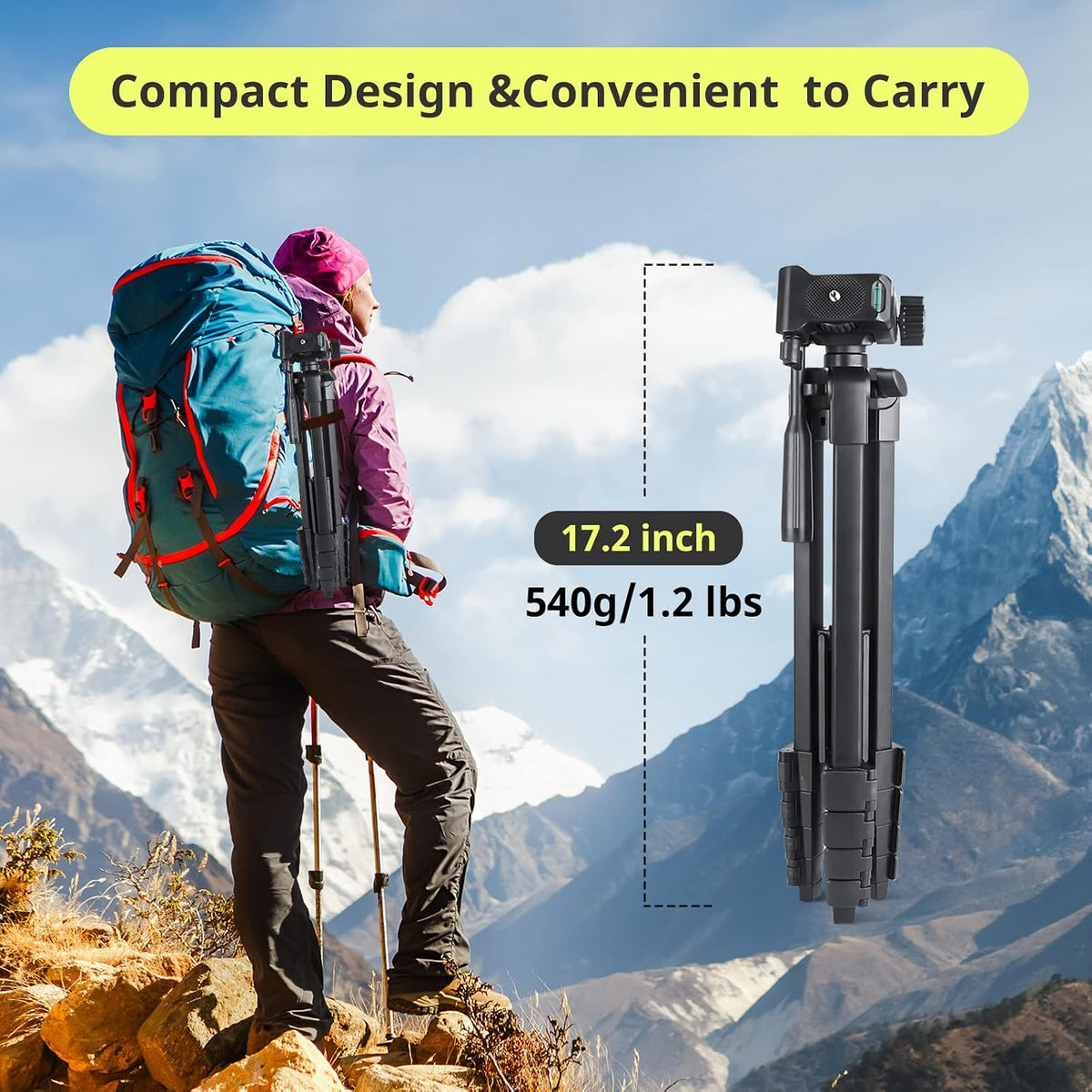 Sensyne 64" Camera Tripod Stand for iPhone & iPad, Phone Holder with Remote