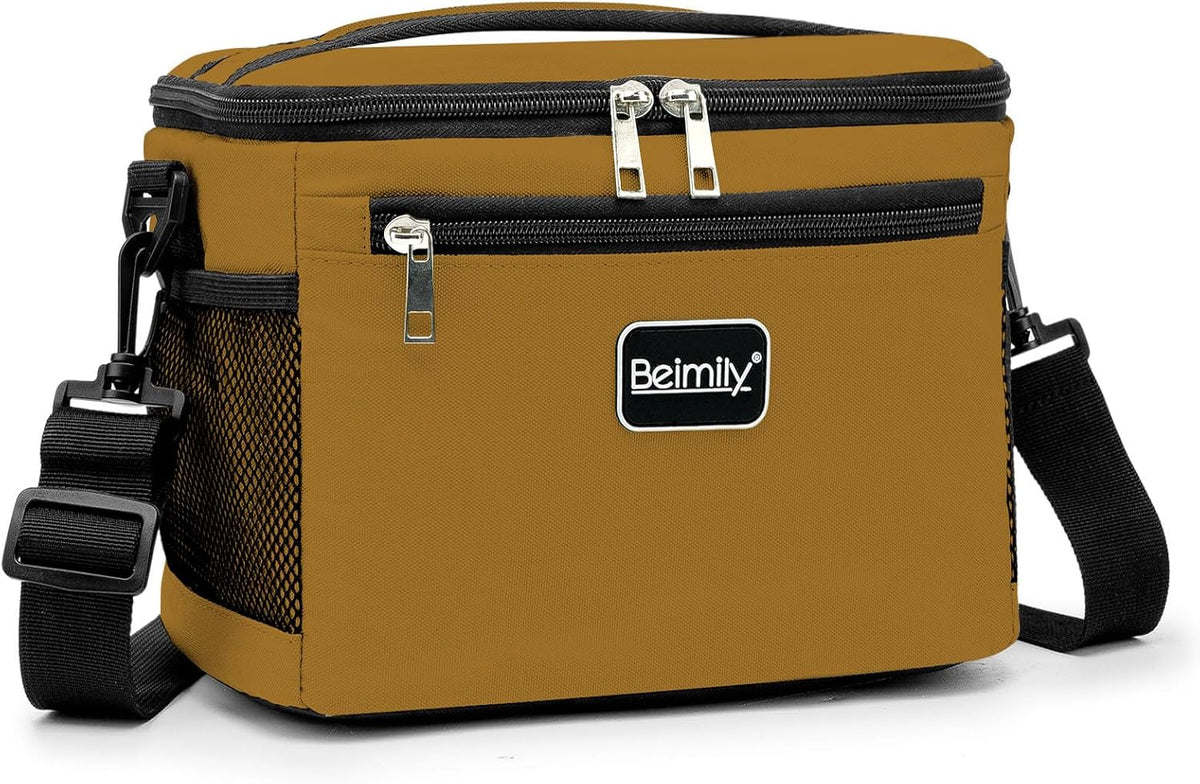 BEIMILY Lunch Box for Men/Women,Small Insulated Lunch Bag,Reusable LunchBox for work Picnic Hiking Beach,Leakproof Soft Cooler Tote Bag Organizer with Adjustable Shoulder Strap for Adults(Gray)